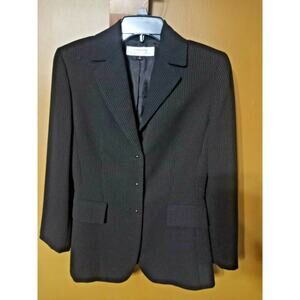 TAHARI WOMEN BLACK PINSTRIPED SNAP